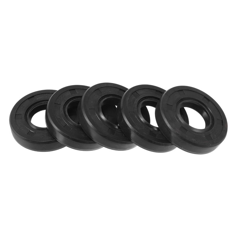 TUCKBOLD Universal Oil Seal TC Double Lip W Steel Spring Seal Ring Rotary Shaft Seal 22x48x10mm High Pressure NBR Rubber Black 5 Pcs - Image 1